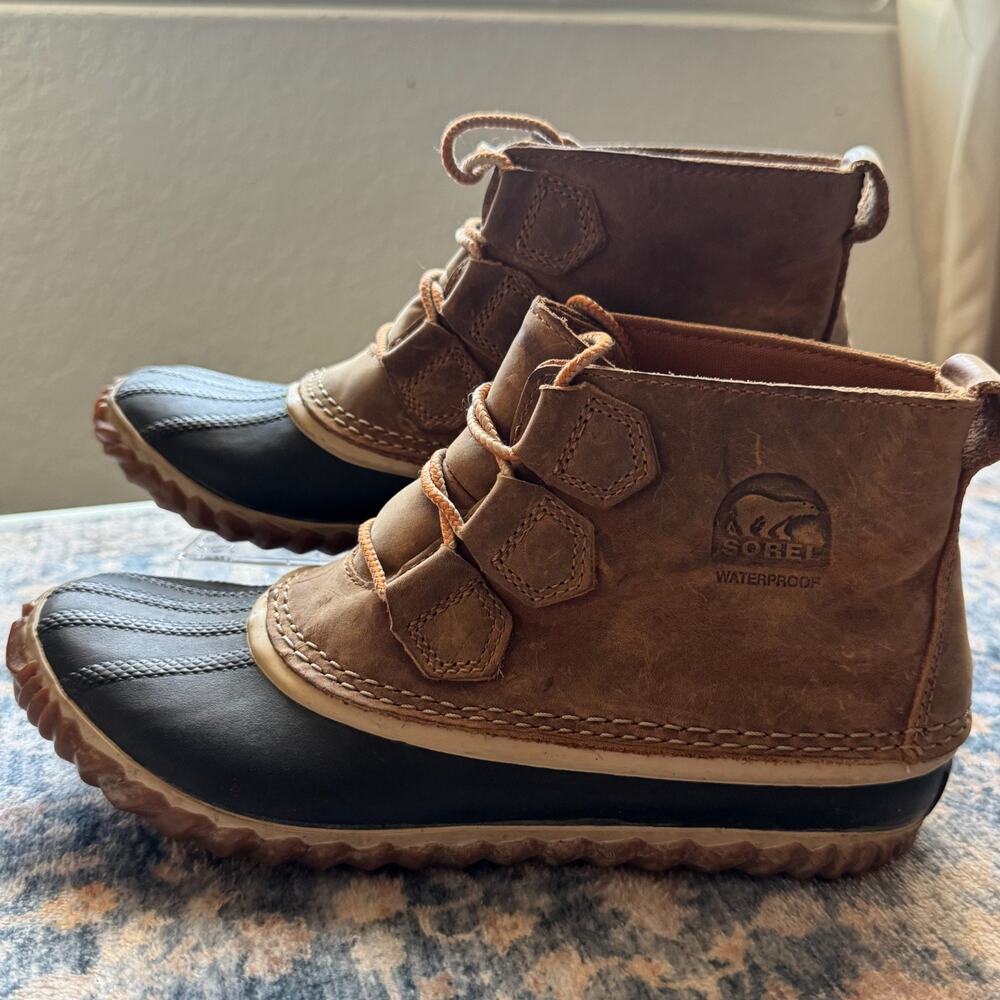 Sorel Womens Boots sz 7.5 Out N About Waterproof Brown Leather Hiking NL2133-286